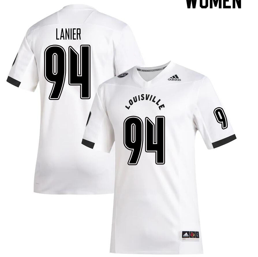 Women #94 Yirayah LaNier Louisville Cardinals College Football Jerseys Sale-White